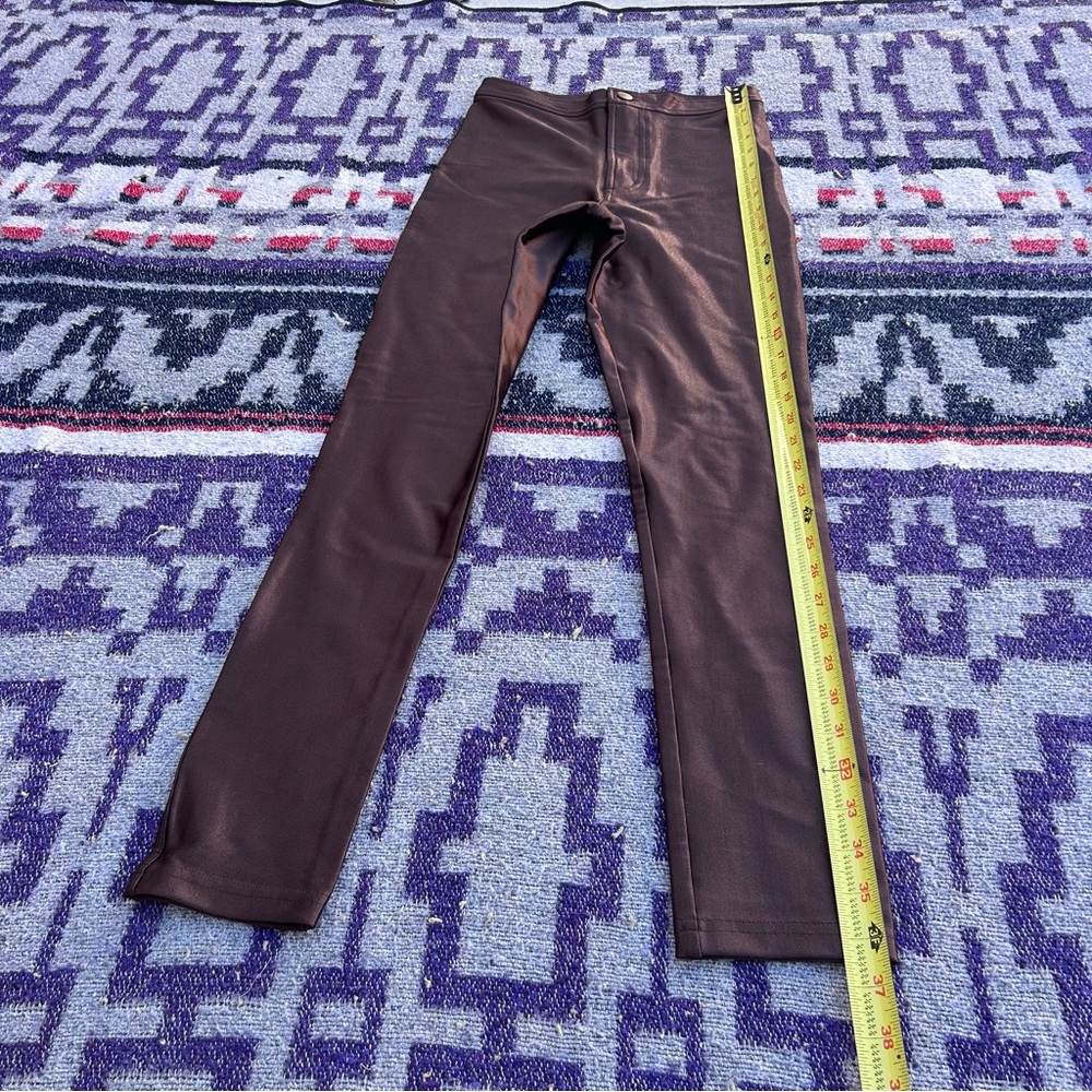 American apparel brown disco pants tight metallic skinny jeans high waist size s - Picture 8 of 10